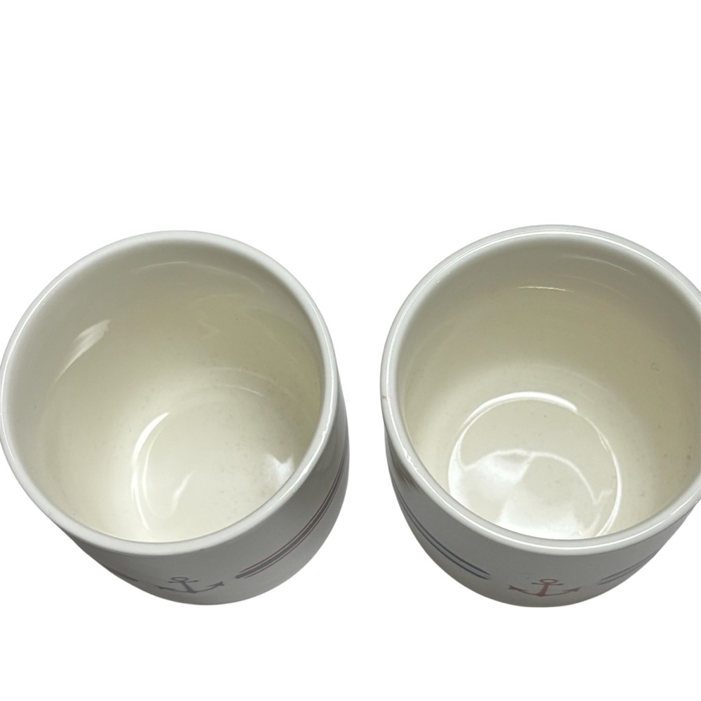 Set of two Creative Co-op porcelain nautical anchor cups. - Picture 2 of 4